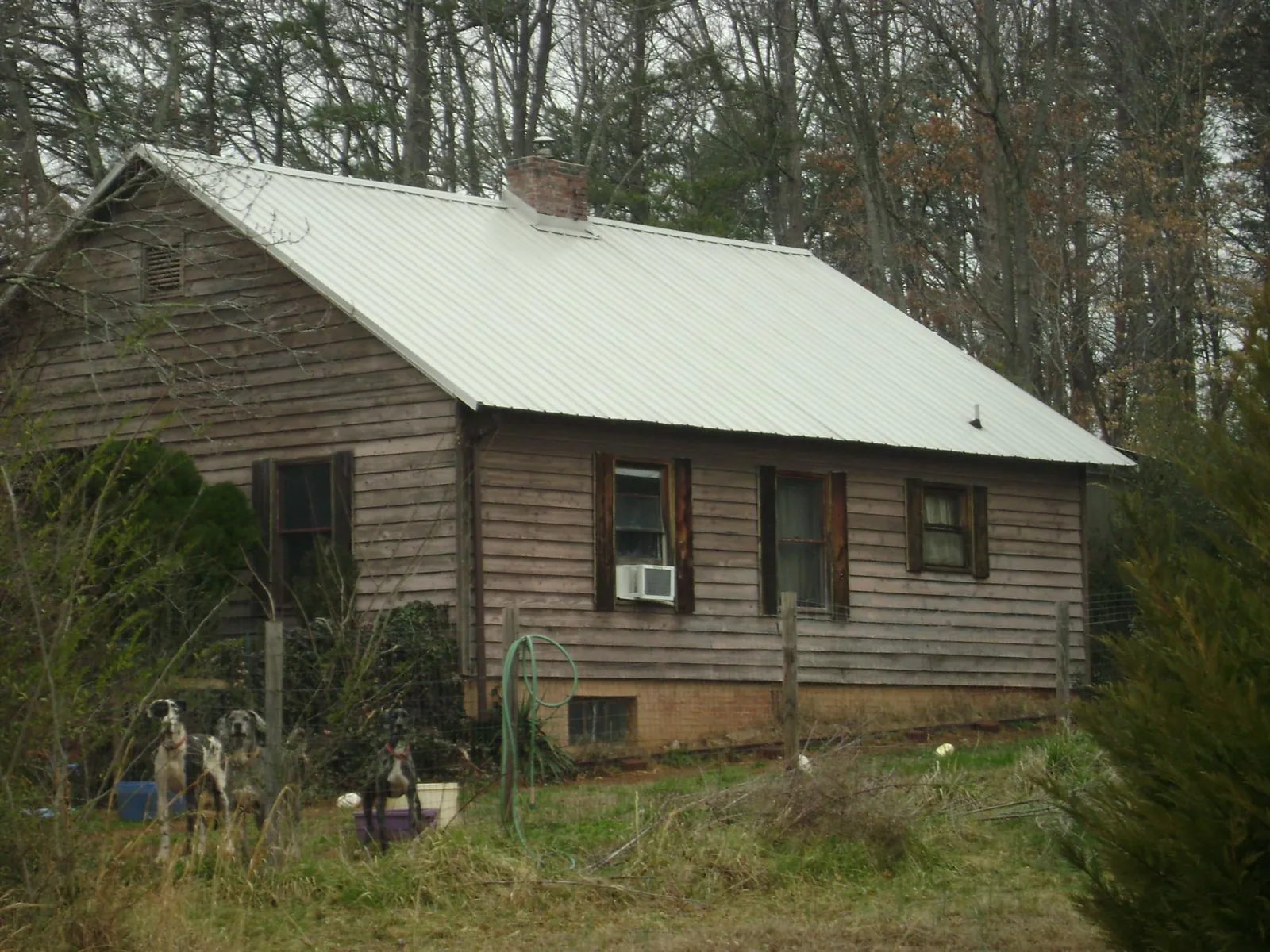 White metal roof on an old wood sided farmhouse, from a Metal Roof Installation job in Orange Park